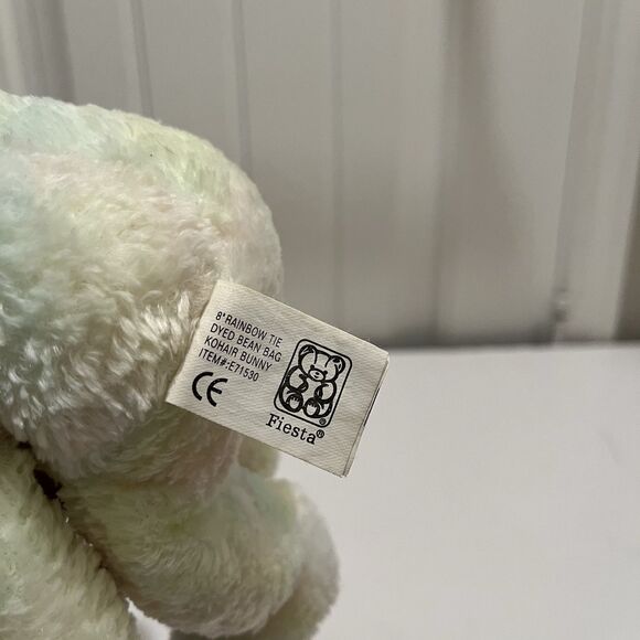 Fiesta 8" Rainbow Tie Dyed Bean Bag Kohair Bunny Rabbit Floppy Ears Plush Toy - Picture 8 of 10